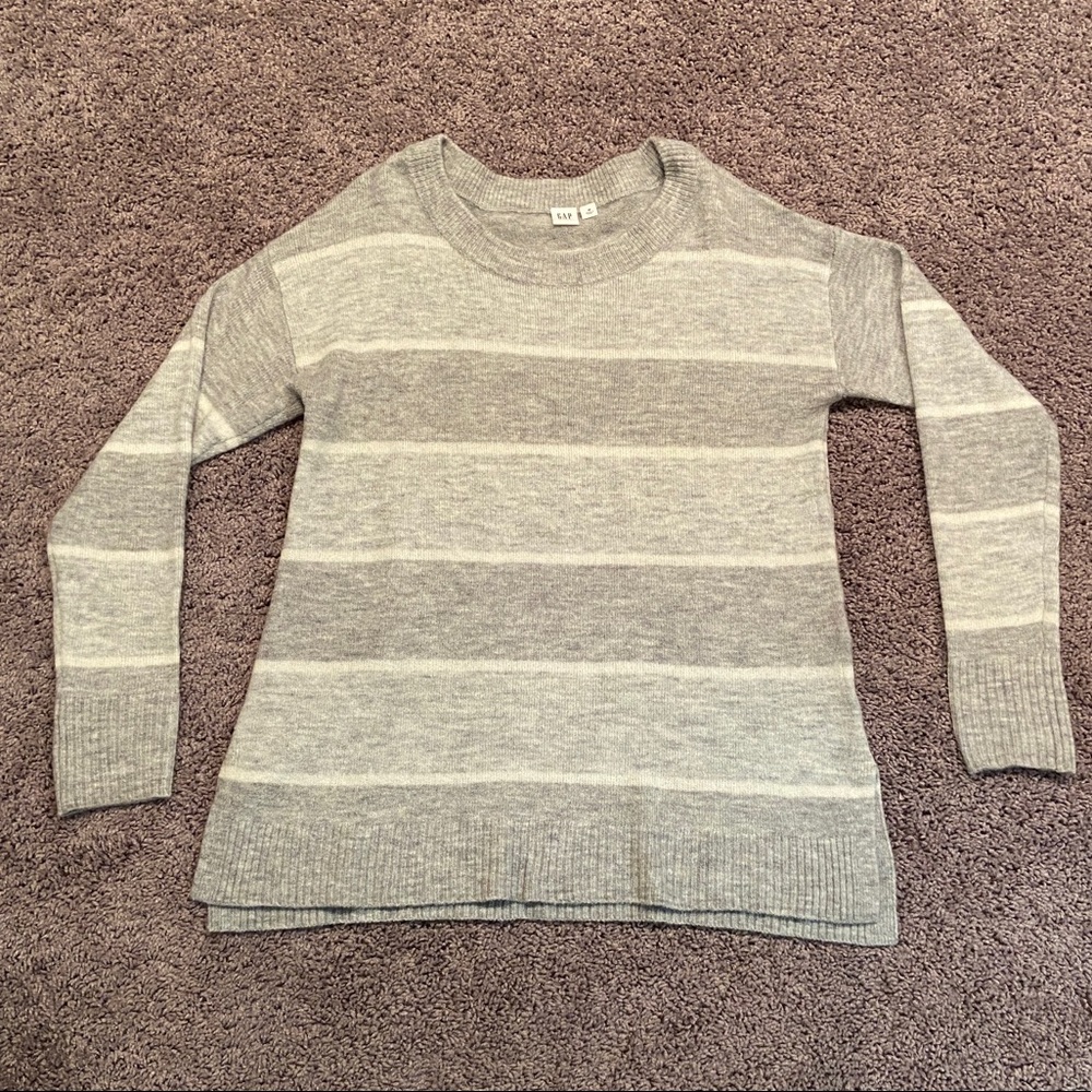 Gap Gray Striped Crew Neck Tunic, Women’s Sweater